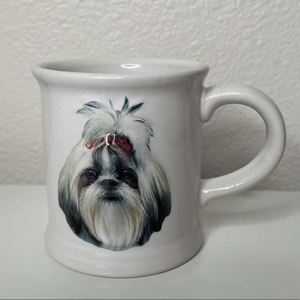 Shih Tzu 3D Dog Coffee Cup White Dimensional Mug by Barbara Augello VINTAGE 1999